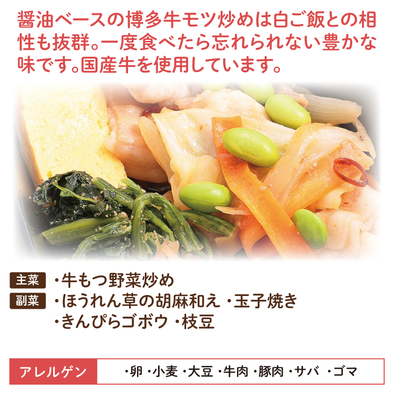 【福岡ご当地弁当】博多牛もつ野菜炒め弁当（冷凍食品）