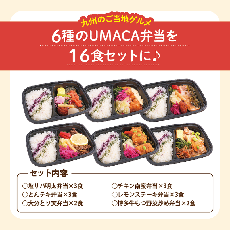 【UMACA冷凍】九州名物の冷凍弁当16食セット